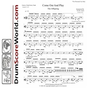 Offspring - Come Out and Play - Drum Sheet + Play-Along Track 